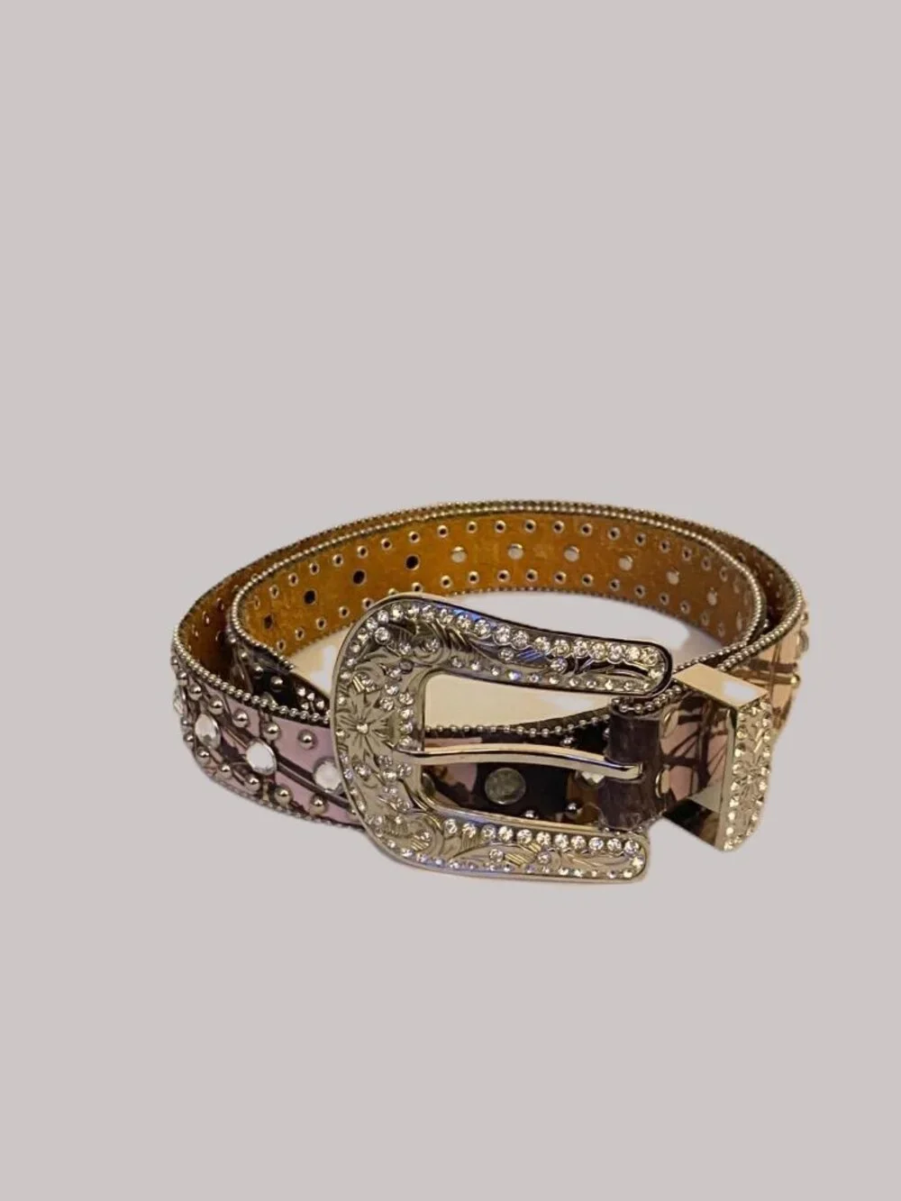Blazin Roxx Women's Western Camo Leather Belt L Rhinestone Studded Bling Buckle